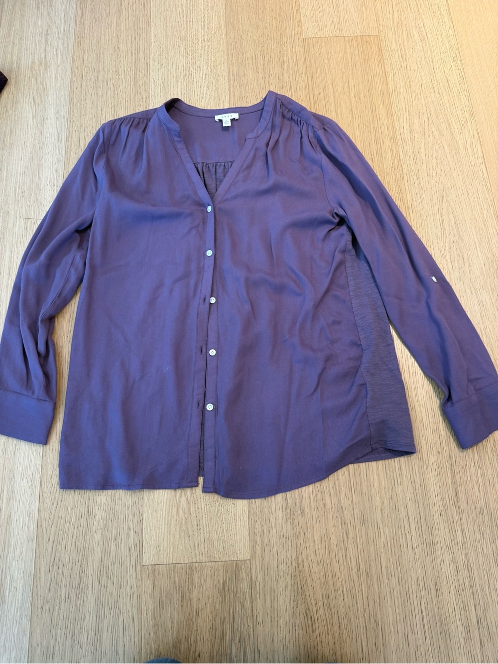 Soft Joie Violet Button-Down V-Neck Blouse